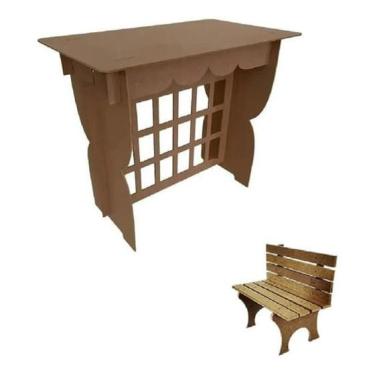 Imagem de Kit Provençal Mdf Arabesco Decoração Festa Mesa Porta + Banco