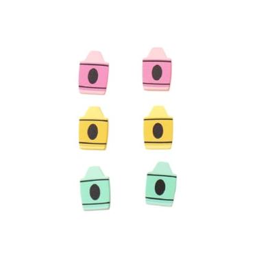 Imagem de Brincos de professor com tema escolar brilhante ABC paleta de tinta lápis lápis conjunto de brincos de pino de giz de cera de formatura presentes de volta às aulas joias de agradecimento do dia dos