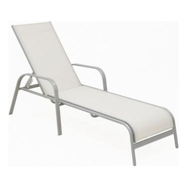 Imagem de Espreguicadeira Ate 136kg 4 Posicoes 195x86x60cm - Branca