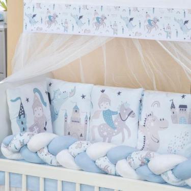 Imagem de Kit Mini Berço com 12 peças  Saia de Berço Bebê Menino Principe - Cari