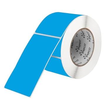 Imagem de Perco Etiquetas adesivas retangulares azuis claras de 7,5 x 12,7 cm com adesivo permanente - 500 etiquetas por rolo - Cores vibrantes, forte adesão - Feito nos EUA