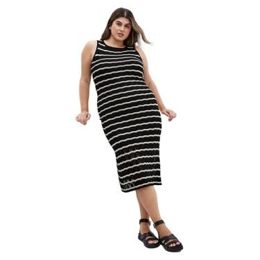 Imagem de City Chic Vestido feminino plus size - listrado de crochê, Onda mono, 48
