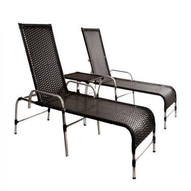 Imagem de 2 Espreguiçadeiras e Mesa Catar em Alumínio Para Piscina, Praia, Edícula e Varanda - Trama