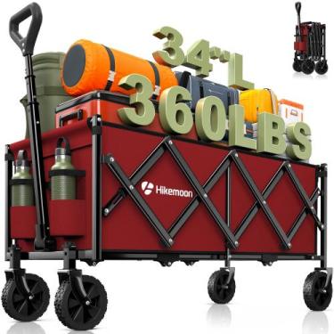 Imagem de Vagão dobrável HIKEMOON 34", capacidade extra longa, 120 L, vermelho