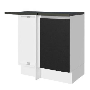 Imagem de Balcão De Canto 100% Mdf 1 Porta Branco/preto - MADESA