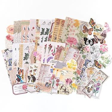 Imagem de Alideco 260 peças Vintage Scrapbook Suprimentos Pacote para Arte, Diário de Arte, Arredondador, Adesivos de Papel, Kits de Artesanato, Caderno, Colagem, Álbum Estética, Cottagecore (Flores Borboleta)