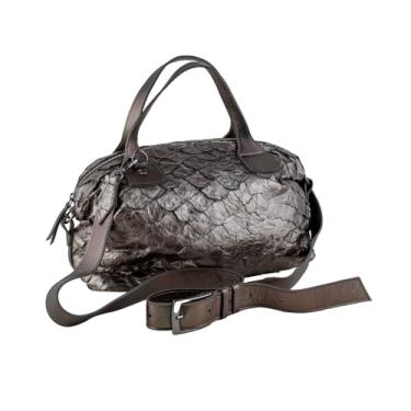 Imagem de Bolsa Celine em Couro Legítimo de Pirarucu Sustentável, Tamanho Único – Marca Sool (Carbono)