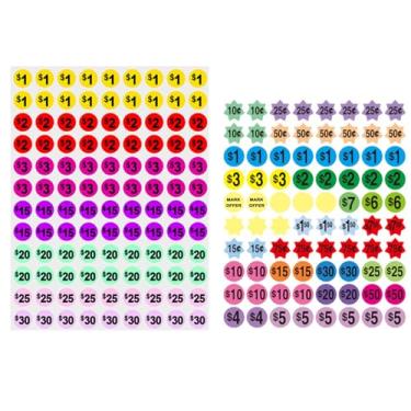 Imagem de HOIRIX 20 folhas de adesivos de preço de venda de garagem etiquetas de preço de venda adesivos de preço de venda para mercados de pulga de quintal, uso no varejo (2 estilos, 20 folhas)