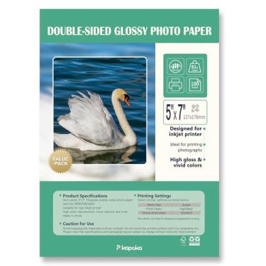 Imagem de Pikapoka Papel fotográfico brilhante dupla face, 12 x 18 cm, papel brilhante espesso para cartolina, 100 folhas de 28 kg para impressora a jato de tinta