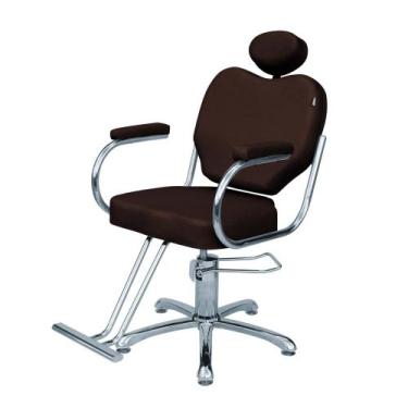 Imagem de Cadeira Poltrona Para Salão Hidráulica Talita Fixa Marrom Café -  Move