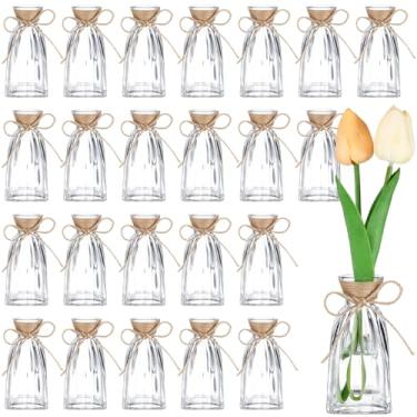 Imagem de Ninehaoou 24 Vasos de botão para centros de mesa, vasos de botão transparente de 13 cm a granel, mini vaso de flores de vidro para mesa, arranjos florais vintage, decoração de mesa de festa de