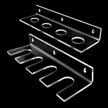 Imagem de SINNNBLE Suporte de taco de beisebol de acrílico e prateleira flutuante para montagem na parede, organizador vertical para pendurar, 4 conjuntos de bolas de beisebol e tacos (transparente)