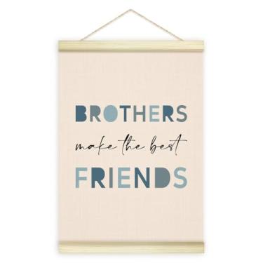 Imagem de Utaqer Moldura de pôster para decoração de quarto de menino, irmão, faça os melhores amigos, citações de arte em tela de madeira, decoração de parede para bebês e meninos, sala de jogos, 30 x 40 cm