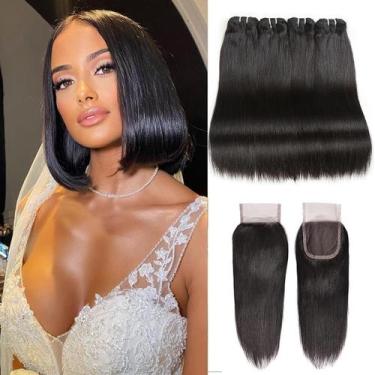 Imagem de Pacotes de cabelo Liang Dian Straight 12A Brazilian Virgin 4x4 Lace