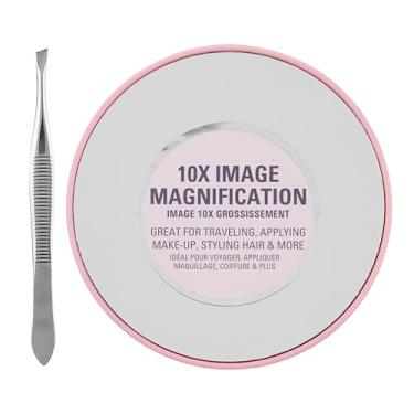 Imagem de Conjunto de espelhos e pinças – Espelho com ventosa de ampliação de 10 x com pinças inclinadas para maquiagem, penteados e viagens