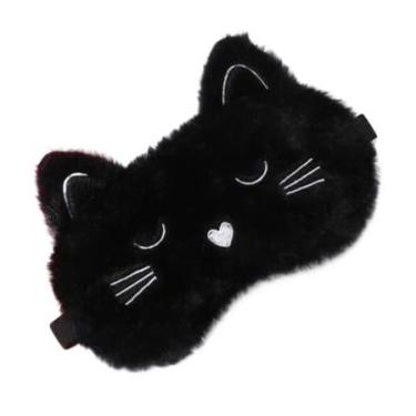 Imagem de Máscara Tapa Olho Fofa Pelucia de Gatinho 3D Cat Pattern Unisex Para Adultos e Crianças - PELUCAT(1,PRETA)