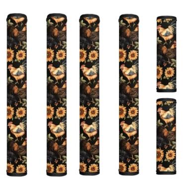 Imagem de HUISEFOR Capas de cabo de geladeira de frango, conjunto de 6 peças, capas laváveis para maçanetas de geladeira para cozinha capas de alças de eletrodomésticos respiráveis para micro-ondas, forno