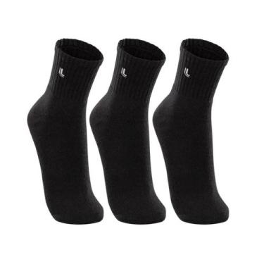 Imagem de Kit 3 Pares Meia Masculino Cano Médio Lupo, 41 a 44, Todas pretas
