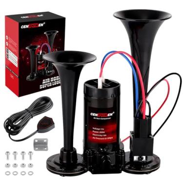 Imagem de Cenzhiwen Buzina de ar para caminhões, kit de buzina de trem super alto de 150 dB com compressor de ar de 12 V, buzina de carro - ajuste universal para qualquer SUV de 12 V, caminhões, caminhões