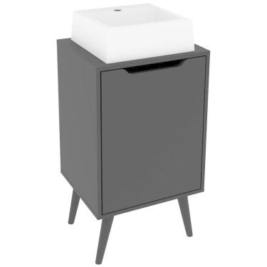 Imagem de Gabinete 1 Porta Com Cuba Para Banheiro BN3630x41 Preto Tecno Mobili