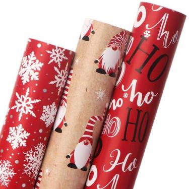 Imagem de Embrulho de presente Ribbli 43 cm x 3,6 m, vermelho, branco, Natal, 3 