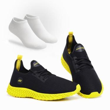 Imagem de Combo Tênis Masculino Esportivo Com Meia Perfeito para Caminhar, Trein