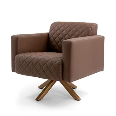 Imagem de Poltrona Apollo corano castanho matelassê giratória
