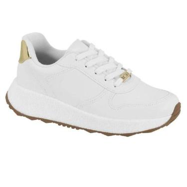 Imagem de Tênis Casual Feminino Jogging 1452.100 Vizzano - Branco/Dourado, 36