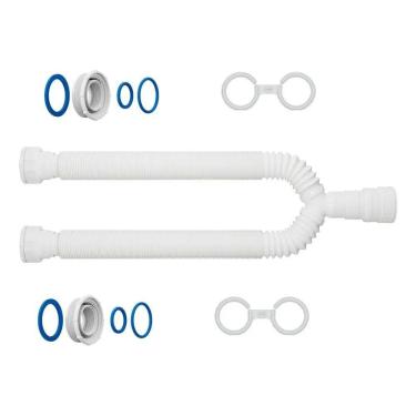 Imagem de Sifão Duplo Universal Longo 1,1 Mts Branco Tanque Pia Lavato