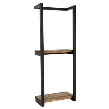 Imagem de Luocute Toalheiros para Banheiro, Toalheiro Montado na Parede de 2 Camadas Com Prateleira de Madeira, Organizador que Economiza Espaço para Toalhas de Banho, Toalhas de Mão, Preto (28,5x14x77cm)