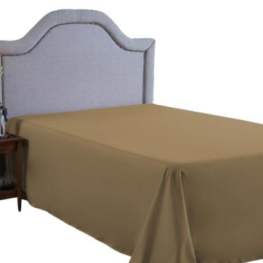 Imagem de Lençol Queen 400 Fios Sem Elástico Liso Cama Box Toque Macio Aveludado 01 Peça (AVELÃ)
