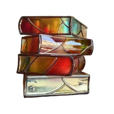 Imagem de FashionCha Vaso decorativo em resina feito com livros empilhados, ideal para mesa. Perfeito para decorar estantes e para presentear professores, 4 Camadas