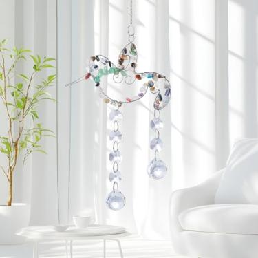 Imagem de Apanhadores de sol de beija-flor, enfeite de janela de beija-flor feito à mão, criador de arco-íris, prisma de cristal, apanhador solar ao ar livre, interior, casa, jardim, decoração de festa