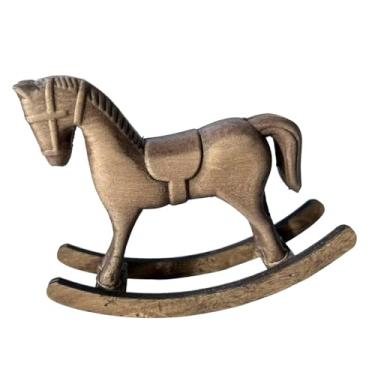 Imagem de IEUDNS Cavalo de balanço decorativo, ornamento, estátua de cavalo de madeira para estante ou mesa de cabeceira, Marrom Escuro