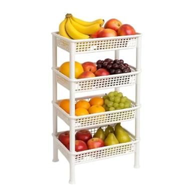 Imagem de Fruteira Organizadora de Chão 4 Andares Em Plástico Multiuso(Branca)