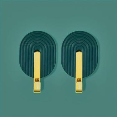 Imagem de 6 peças de gancho autoadesivo de plástico de parede multifuncional toalheiro de cozinha gancho forte porta bolsa traseira cabide de chapéu (verde, 6 peças)