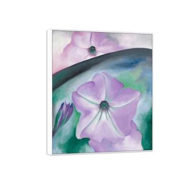 Imagem de Georgia O'Keeffe Famosas Impressões em tela de arte de parede prontas para pendurar - Petúnia Nº 2 - Pintura com moldura branca para decoração de sala de estar 30 x 35 cm 12 x 13 pol
