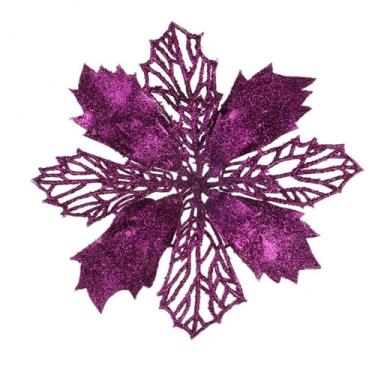 Imagem de Enfeite de árvore de Natal, vazado, criativo, multicolorido, artificial, flores vazadas, elegante, árvore de Natal romântica (M, roxo)