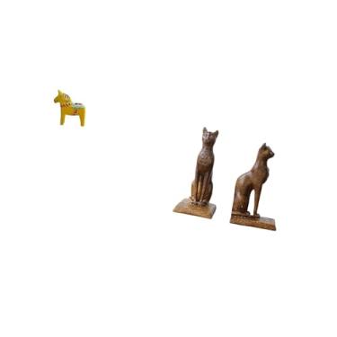 Imagem de Fenteer Estátuas de Cavalo Dalecarliano E Gato Egípcio, Estatuetas Decorativas, Esculturas de Animais Colecionáveis, Suportes de Livros, Ornamentos para Decor