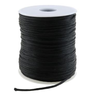 Imagem de ZZHXSM 2 mm 100 jardas pulseira preta corda corda corda sino vento substituição colar fabricação de joias nó chinês trançado fio de seda multiuso para trançar contas, cordão, artesanato