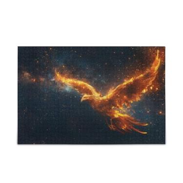 Imagem de WELLDAY Quebra-cabeça brilhante pássaro fogo 1000 peças grande jogo de arte para adultos adolescentes