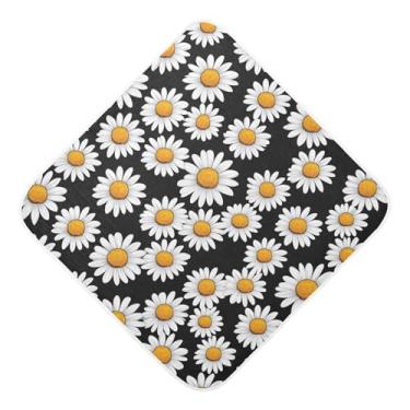 Imagem de STAYTOP Toalhas de bebê com capuz de musselina margarida branca, toalha de banho super macia, toalhas de banho absorventes para banho recém-nascido unissex 89 x 89 cm