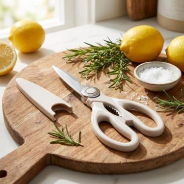 Imagem de Tesoura de cozinha multiuso – Tesoura de cozinha de aço inoxidável resistente para carne, aves, peixe, legumes, ervas, tesouras de alimentos afiadas multiuso, podem ser lavadas na lava-louças,