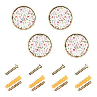 Imagem de Burbuja Puxadores de armário de cozinha Gnomos, pacote com 4, puxadores redondos de 3,5 cm, puxadores de cômoda com parafusos para armários de cozinha, quarto, armário