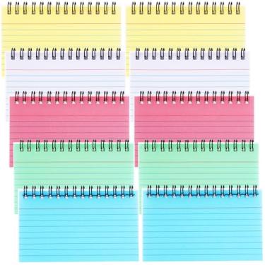 Imagem de PUREZON 500 cartões de índice em espiral, cartões de memória com anel de 7,5 x 12,7 cm, cartão colorido pautado com capas à prova d'água, cartões encadernados em espiral para escritório, lista de