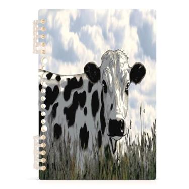 Imagem de Burbuja Caderno de vaca leiteira, papel pautado universitário A5 com 60 folhas, fichário para escritório, 1 pacote