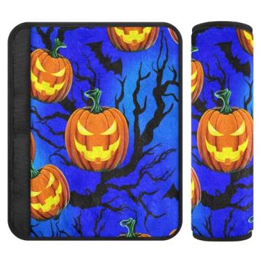 Imagem de Burbuja Capa para cinto de segurança de carro Spooky Pumpkin Protetor de cinto de segurança de carro macio confortável para alça de ombro de assento, 1 par médio