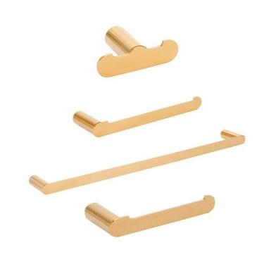 Imagem de Acessórios para banheiro 4 peças Vila nova Pingoo.casa - Dourado