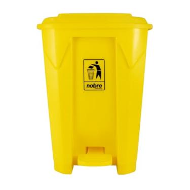 Imagem de Lixeira Plástica com Pedal 50L Amarela - Uso Interno/Externo, Coleta Seletiva, Higiênica Nobre