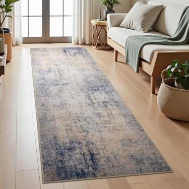 Imagem de Joydeco Tapete de corrida de 5 x 15 cm, moderno, abstrato, lavável à máquina – lã sintética com forro antiderrapante, tapete de impressão neutra para corredor, cozinha, entrada, lavanderia e quarto